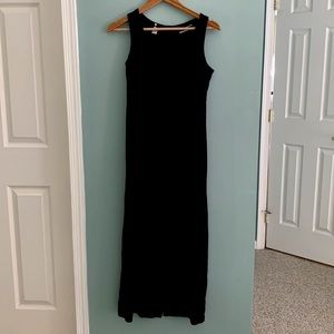VINTAGE AMANDA SMITH: Linen Blend Sleeveless Maxi Lace Detail Black Dress Size 6